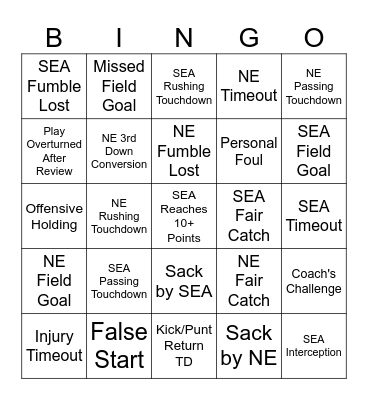 SUPER BOWL 60 BINGO Card