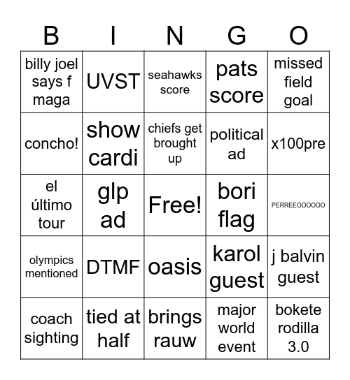 bad bo 1 Bingo Card