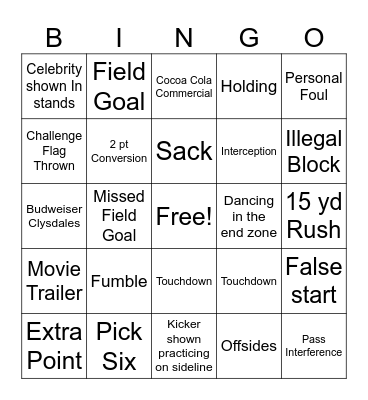 SUPER BOWL BINGO Card