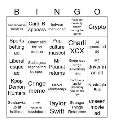 UPER BOWL BINGO Card