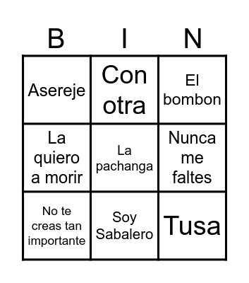 Bingo Musical L&S Bingo Card
