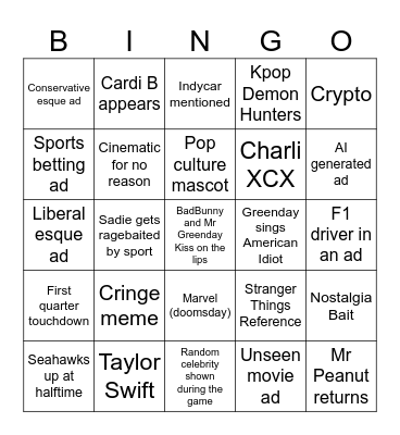 SuperbOWl Bingo Card