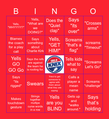 Husband Football Bingo Card