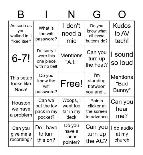AV Bingo Card