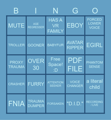 VRChat Player Bingo Card