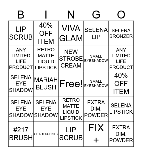 M.A.C BINGO Card