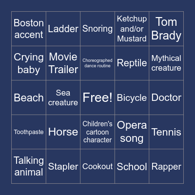 Superbowl Commercial Bingo Card
