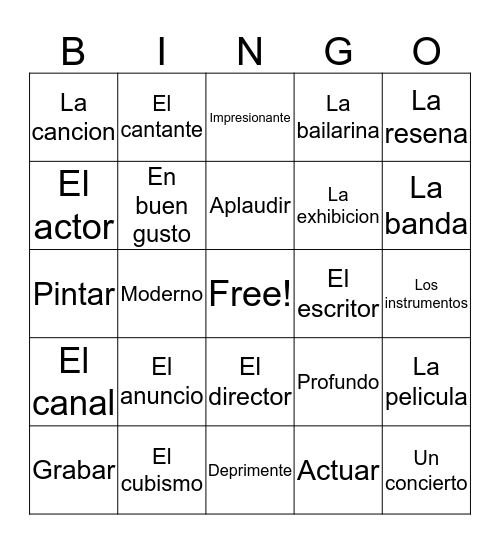 Unit 4 Bingo Card