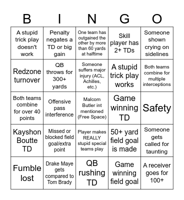 Duocade Super Bowl 60 Bingo Card