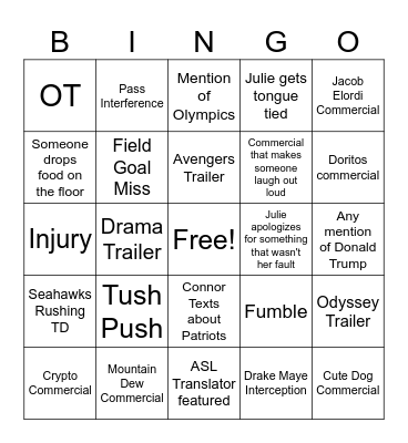 Super Bowl LX BINGO Card