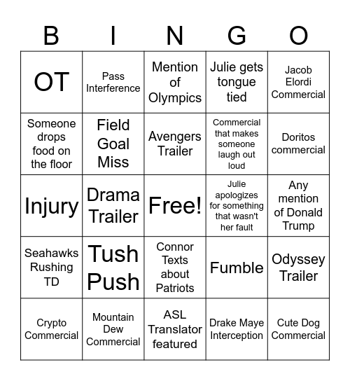 Super Bowl LX BINGO Card