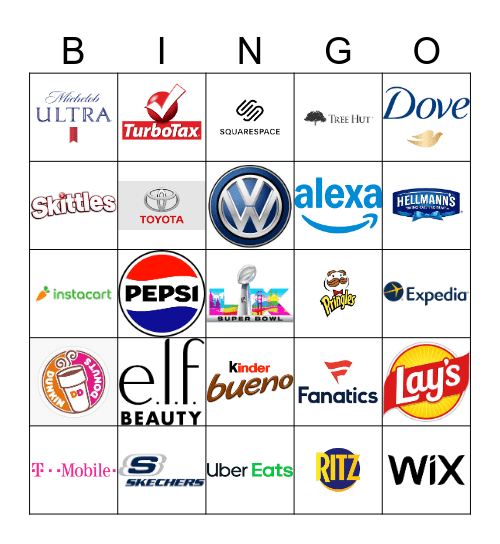 Super Bowl Commercial BINGO Card