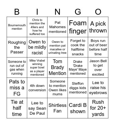 Tomo Bingo Card