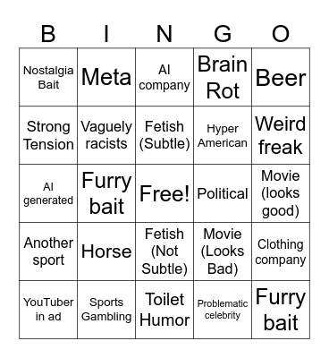 Super Bowl Bingo Card