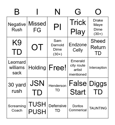 SUPERBOWL Bingo Card
