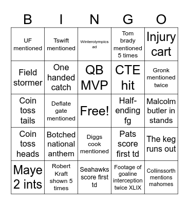 Super Bowl 59 Bingo Card