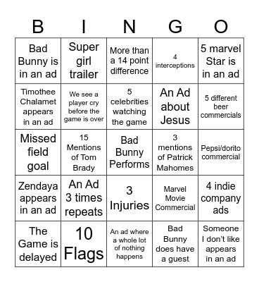 Overall Bingo Card