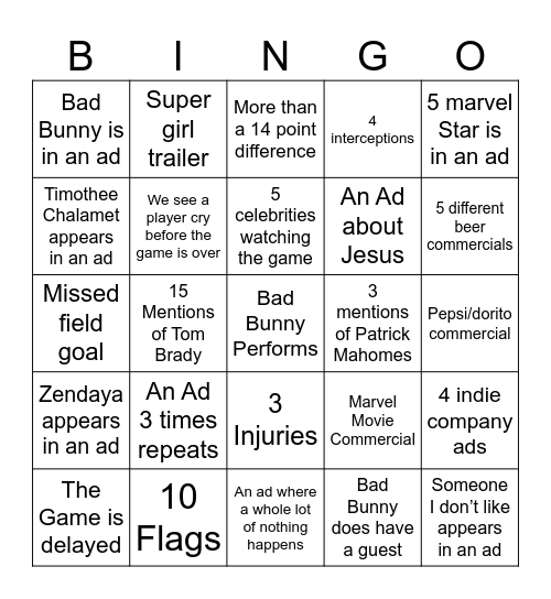 Overall Bingo Card