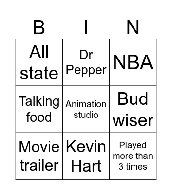 Commercial Bingo Card