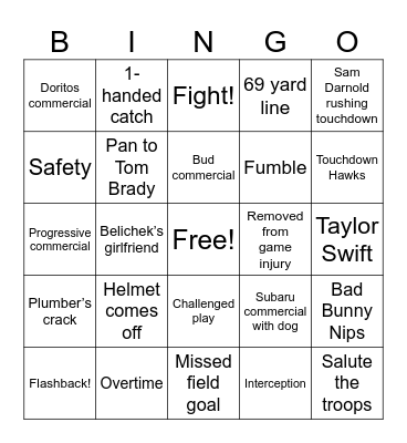 Liberator Bowl Bingo Card