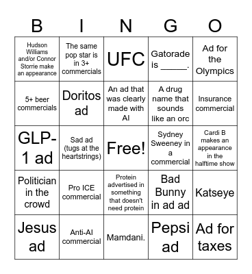 BUNNY BOWL Bingo Card