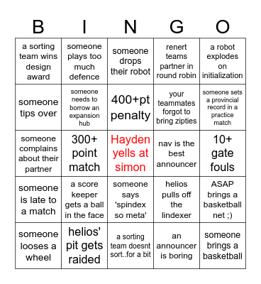 things that could happen at provs Bingo Card