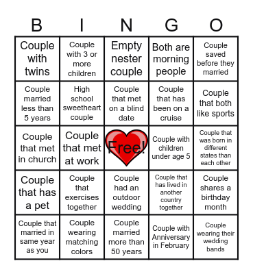 CABC Married Couples Bingo Card