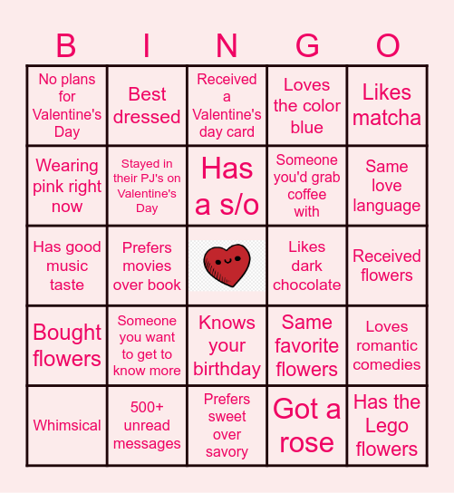 VALENTINE'S DAY Bingo Card