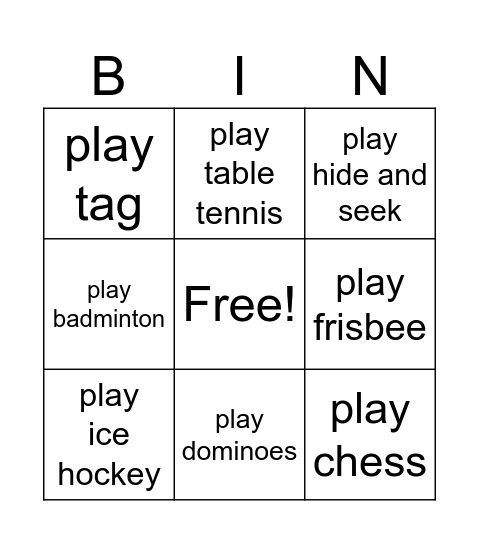 SPORTS & GAMES Bingo Card
