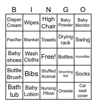 Baby Bingo Card