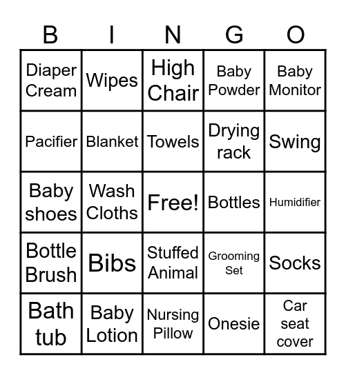 Baby Bingo Card