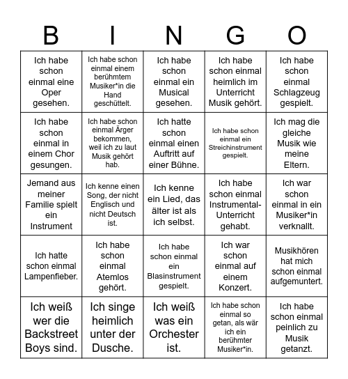 Kennenlernbingo Card