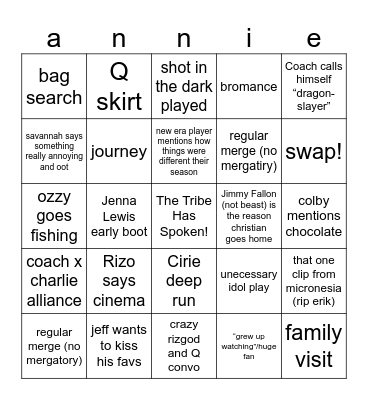 Survivor 50 BINGO!! Bingo Card