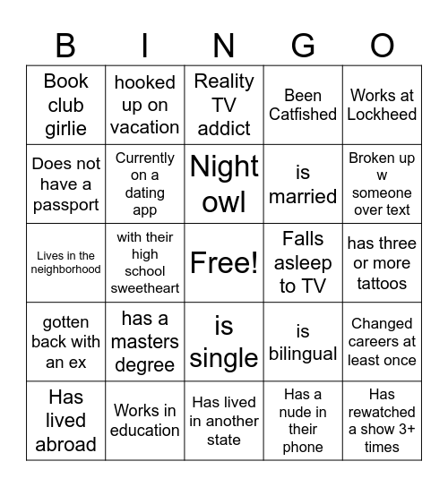 Galentine's Bingo Card