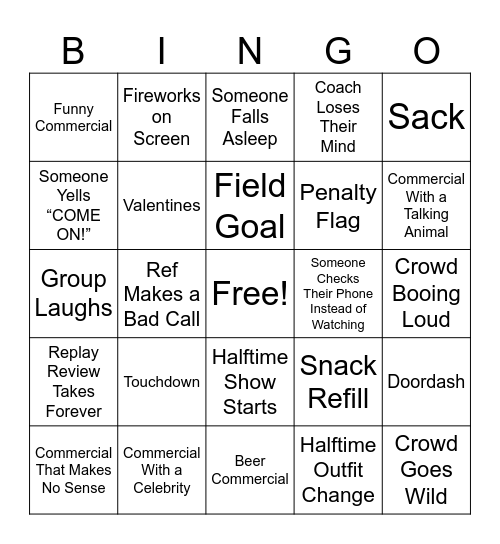 APARTMENT 14 Super Bowl  2026 Bingo Card