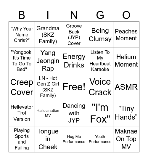 INNIE Birthday Bingo Card