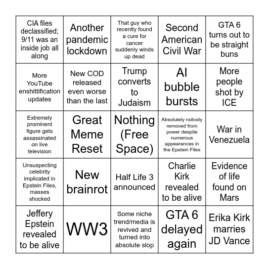 2026 Bingo Card