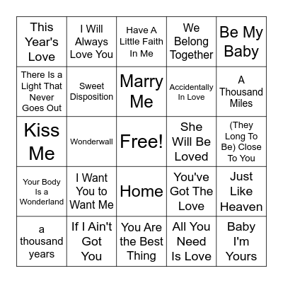 Rounds 3 & 4 | Love Songs Bingo Card