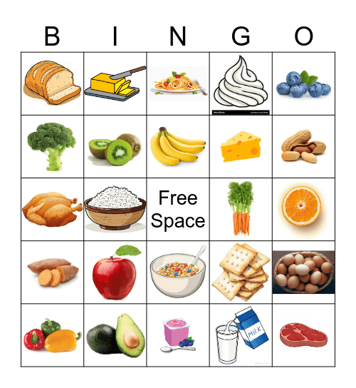 Food Groups Bingo Card