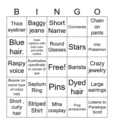 They/Them Bingo Card