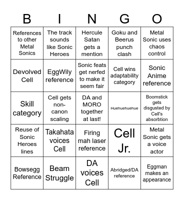 MetalCell Bingo Card