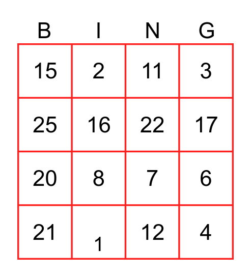 CALA Chiese New Year Bingo Card