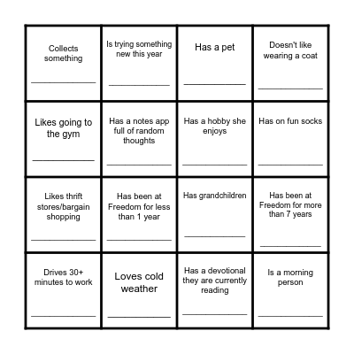 Find Someone Who... Bingo Card