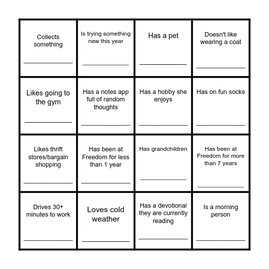 Find Someone Who... Bingo Card