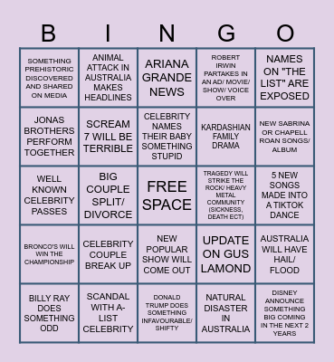Bingo 2026 Bingo Card