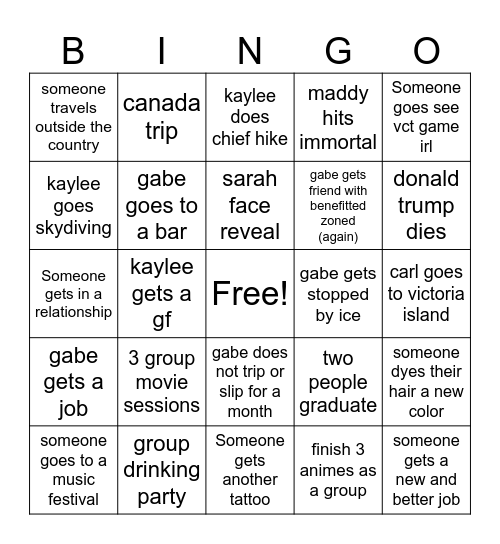 2026 Graveyard Bingo Card