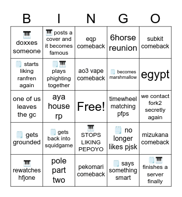 🎹🗒️ summer 2026 bingo Card