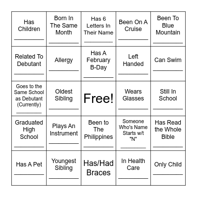 Find That Guest Bingo Card