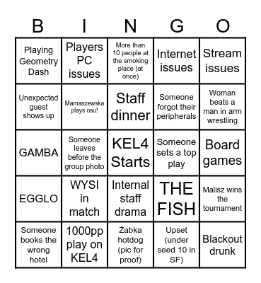 KEL 4 BINGO Card