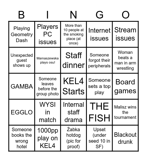 KEL 4 BINGO Card